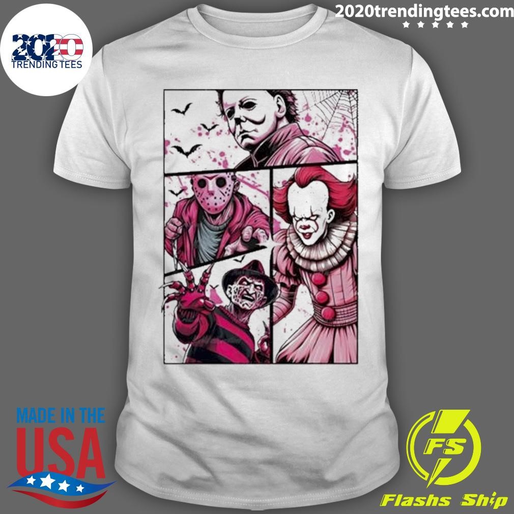 Nice Horror Movies Breast Cancer Pink Series Halloween T-shirt