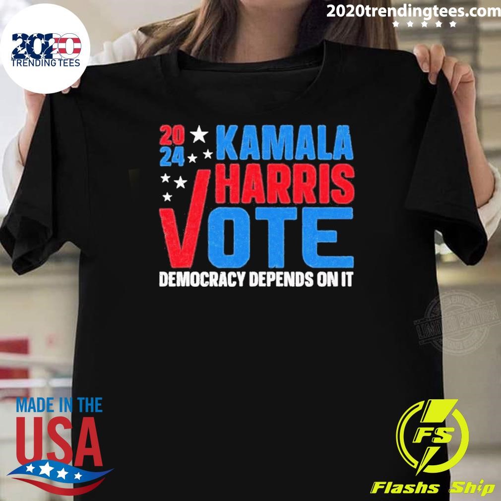 Nice Kamala Harris 2024 Vote Democracy Depends On It T-shirt