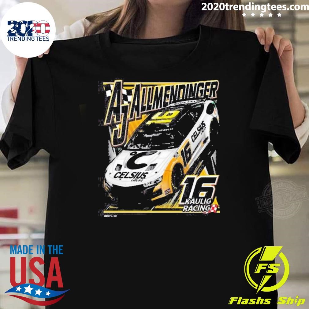 Official Aj Allmendinger E2 Apparel Black Celsius Car T-shirt