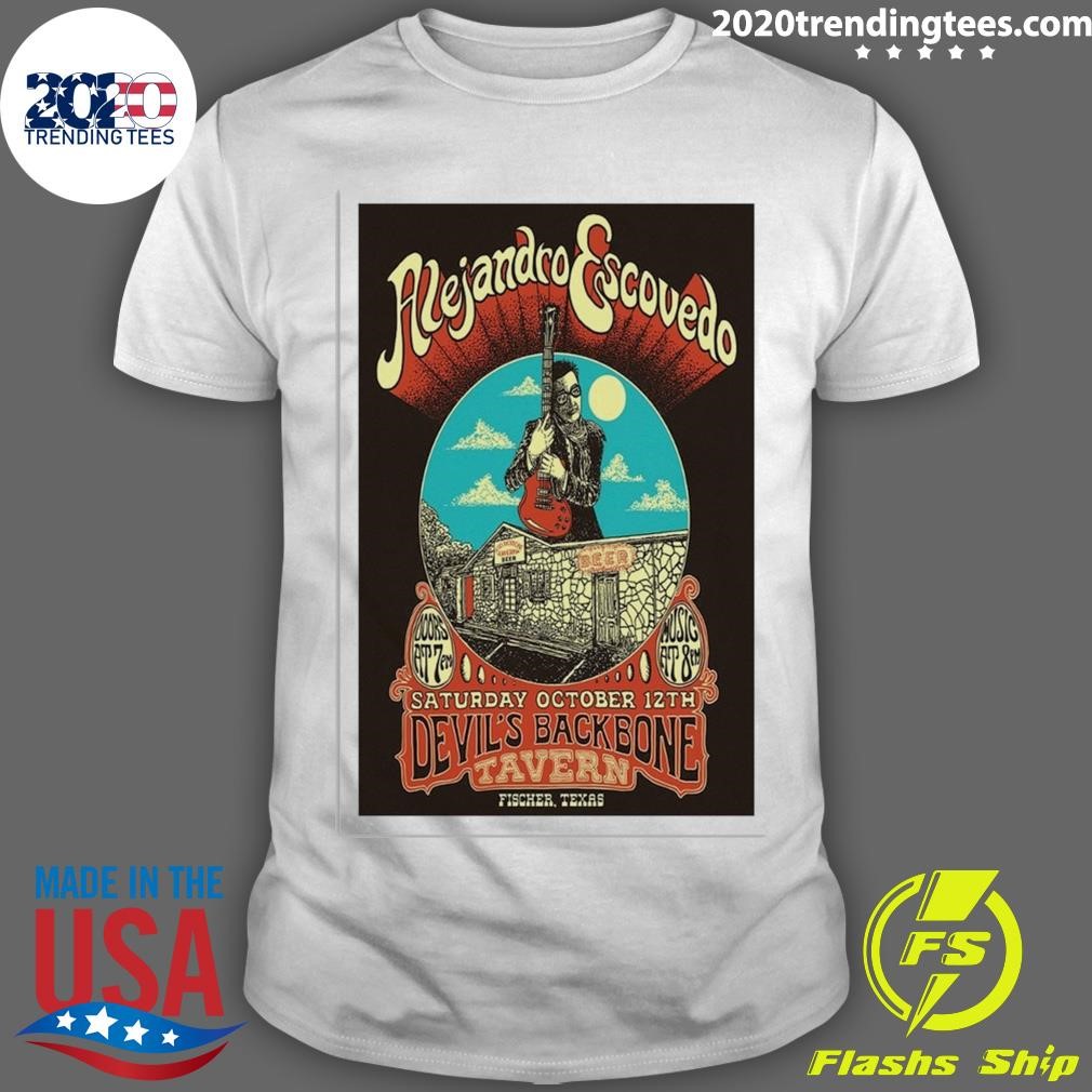 Official Alejandro Escovedo October 12 2024 Live At Devil's Backbone, Fischer, TX Tour T-shirt