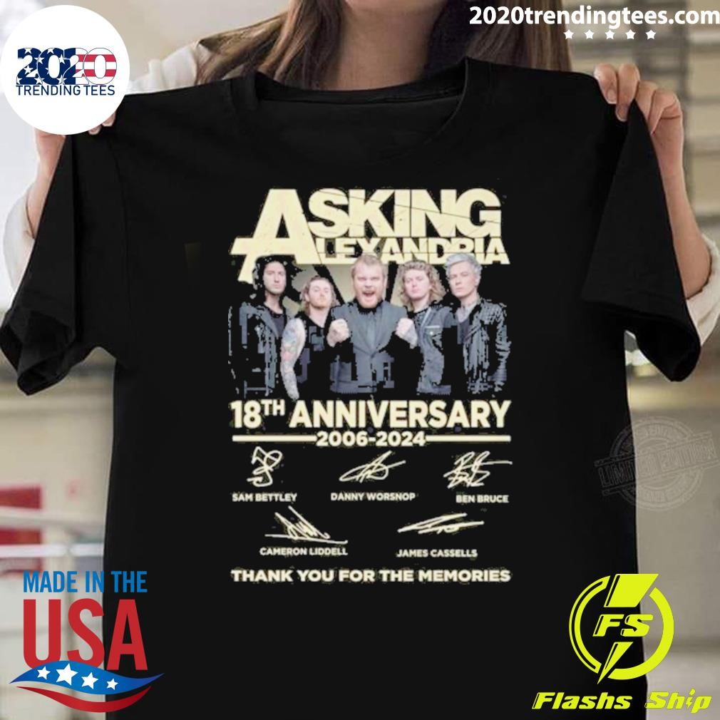 Official Asking Alexandria 18th Anniversary 2006-2024 Thank You For The Memories T-shirt