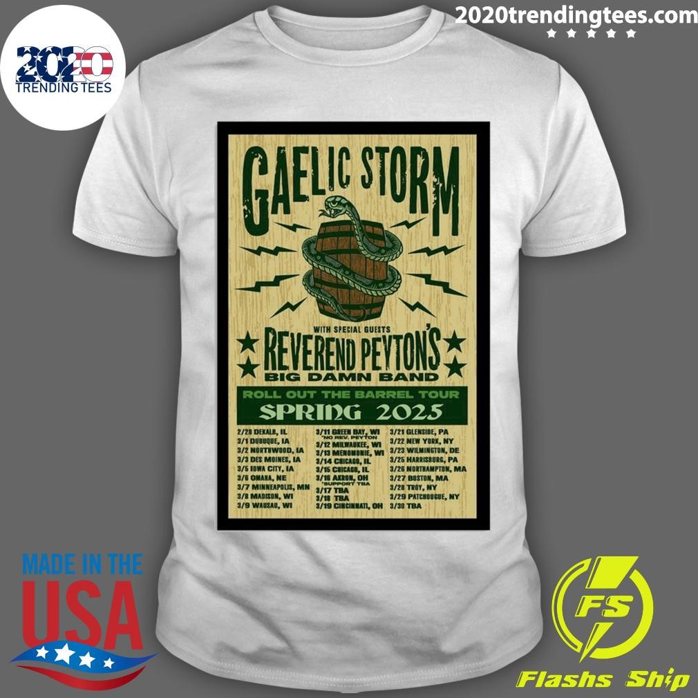 Official Gaelic Storm Roll Out The Barrel Tour Spring 2025 T-shirt