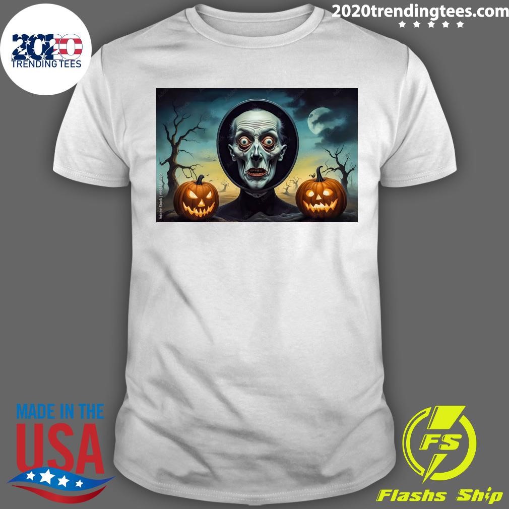 Official Horror Halloween Head Illustration Pumpkin T-shirt