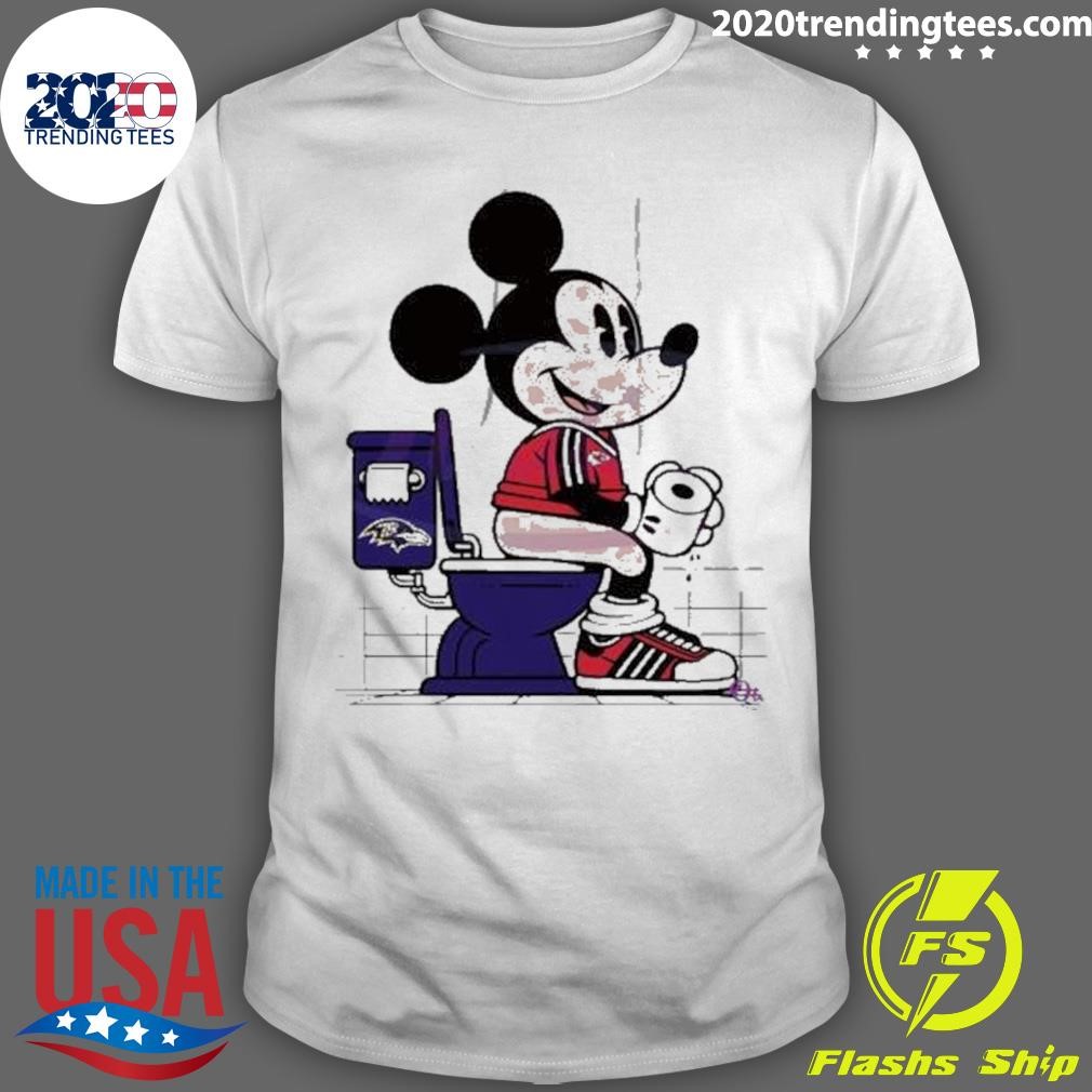 Official Mickey Mouse Kansas City Chiefs Sitting On Baltimore Ravens 2024 T-shirt