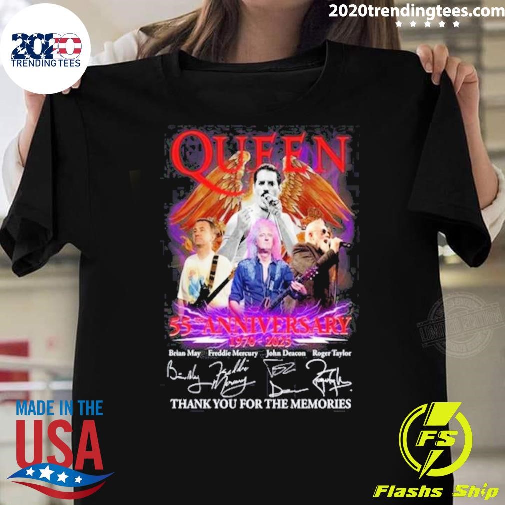 Official Queen Band 55th Anniversary 1970-2025 Thank You For The Memories T-shirt