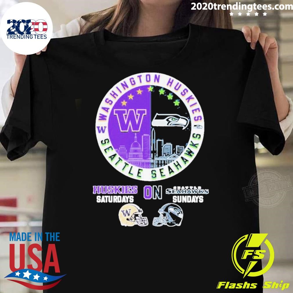 Official Washington Huskies On Saturdays X Seattle Seahawks On Sundays 2024 T-shirt