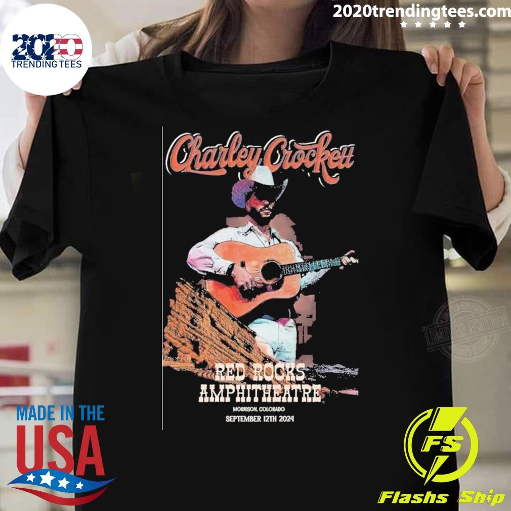 Original Charley Crockett September 12 2024 Red Rock Amphitheatre Morrison, Co Event Poster T-shirt