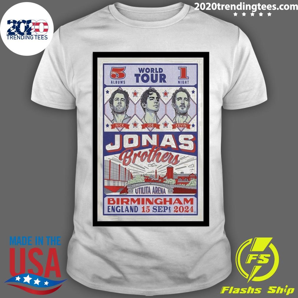 Original Jonas Brothers 5 Albums 1 Night World Tour 2024 Birmingham, UK T-shirt