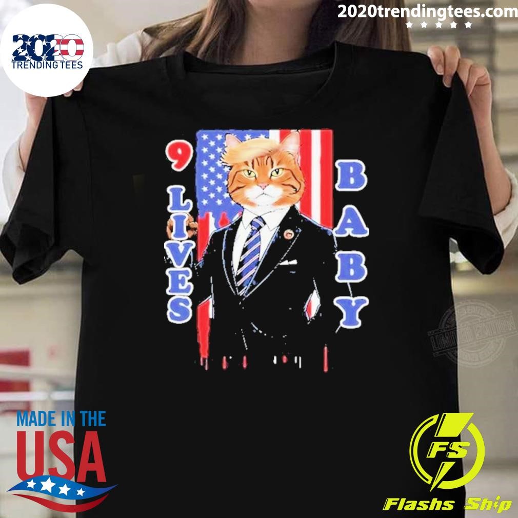 Original Nine Lives Baby Cat In Suite With Trump Hair T-Shirt