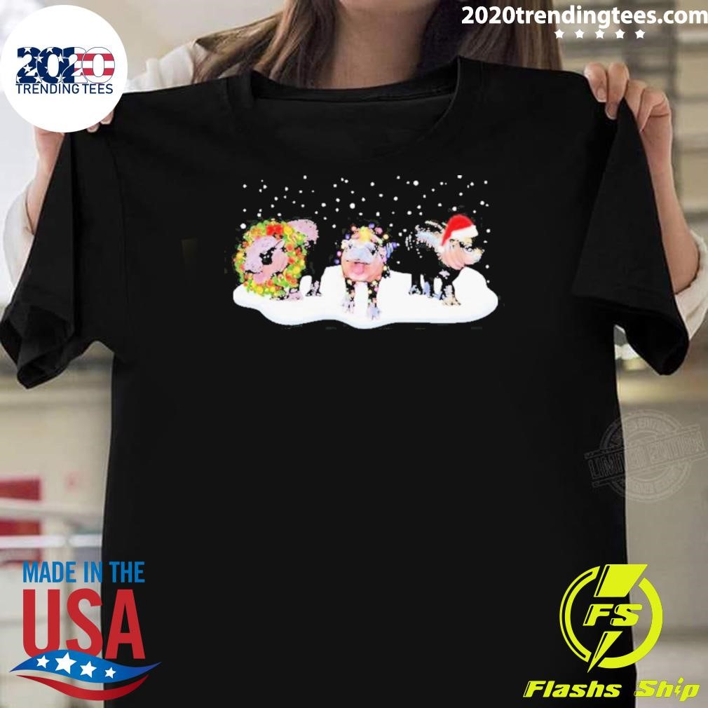 Original Three Moo Deng Christmas Funny 2024 T-Shirt