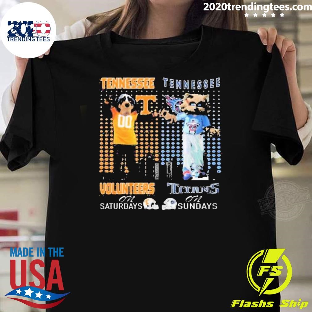 Original Volunteers On Saturdays Smokey Tennessee Titans T-rac On Sundays T-Shirt