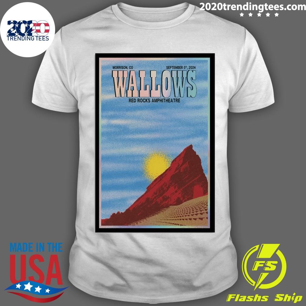 Original Wallows Sept 5th 2024 Poster Red Amphitheatre Co Rocks Morrison T-shirt