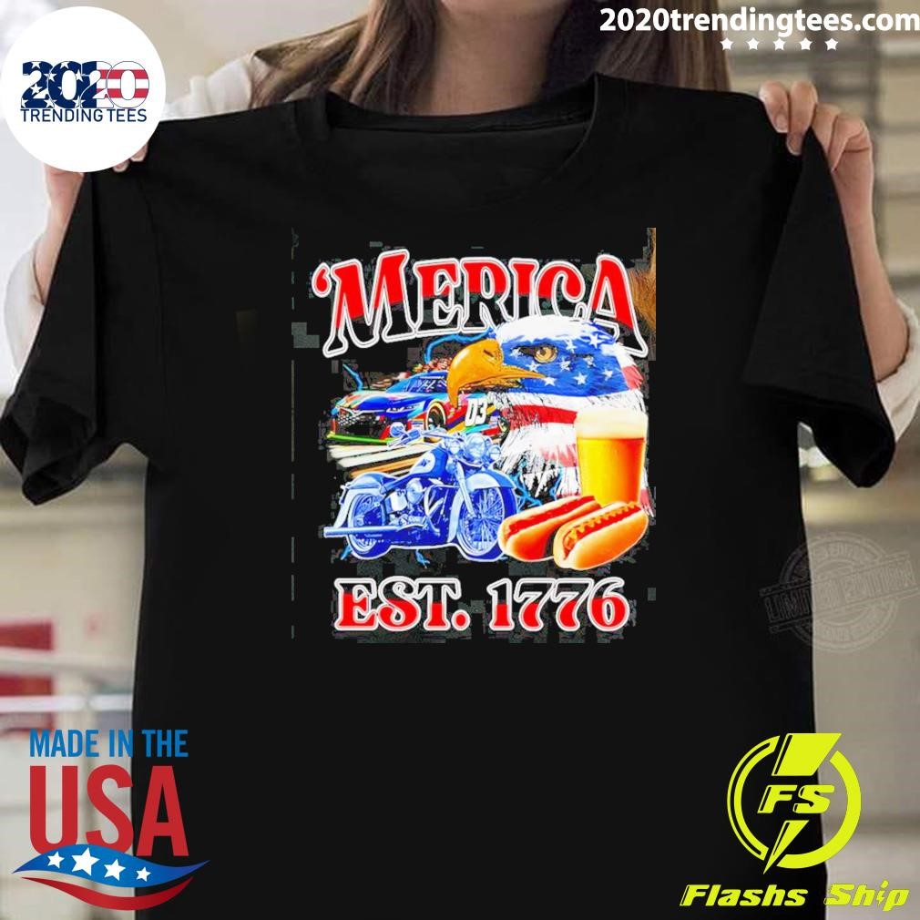 Premium America Est 1776 Car Moto Eagle Independence Day 2024 T-shirt