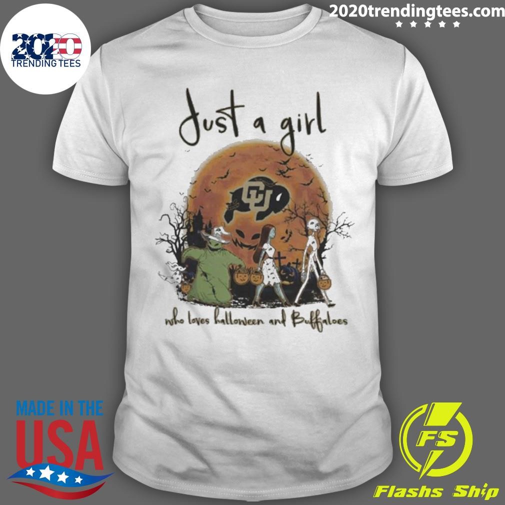 Premium Just A Girl Who Love Halloween And Colorado Buffaloes Football 2024 T-shirt