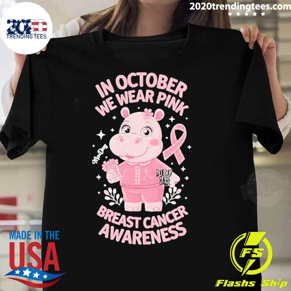 Premium Moo Deng – Cute Little Hippo Moo Deng In October We Wear Pink Breast Dancer Awareness 2024 T-Shirt