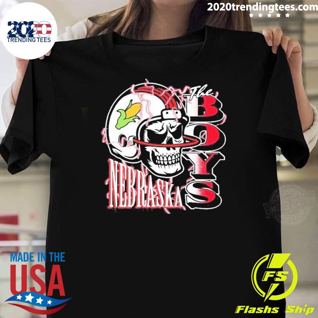 Premium Nebraska Cornhuskers Skull Helmet The Boys Ne Lightning Ii T-shirt