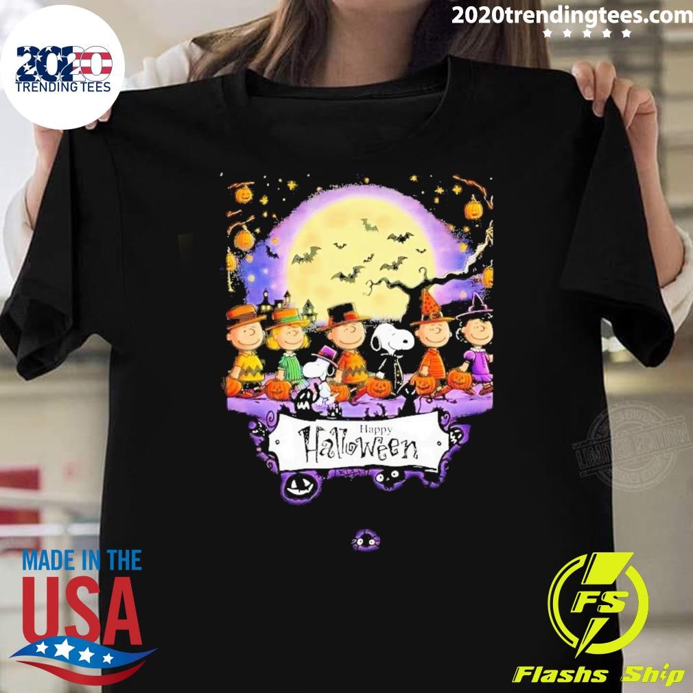 Premium Snoopy Charlie Brown Peanuts And Happy Halloween T-Shirt