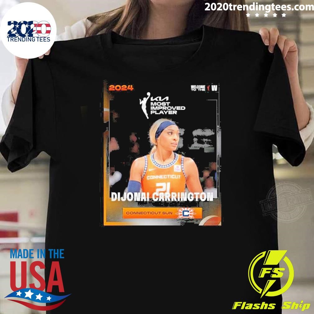 Top Congrats To Dijonai Carrington Form Connecticut Sun Is Your 2024 Wnba Kia Most Improved Player Wnba Season 2024 Poster T-shirt