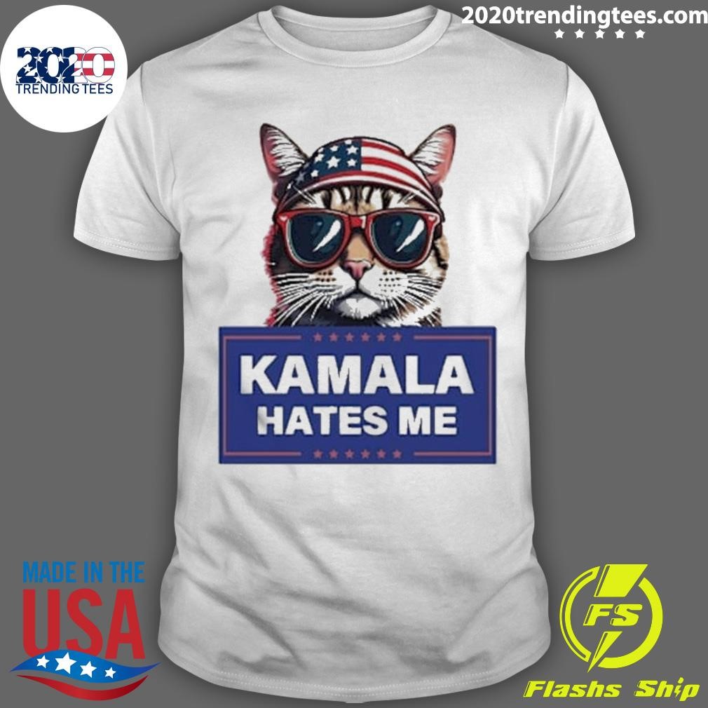 Top Kamala Hates Me American Cat Funny Political Saying T-shirt