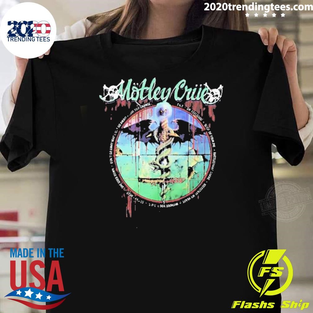 Top Motley Crue Dr. Feelgood Special 35Th Anniversary Edition Caduceus Limited T-shirt