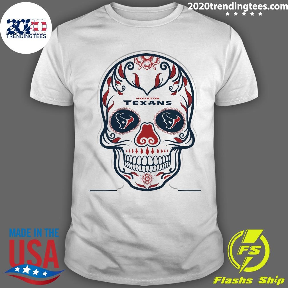 Top NFL Houston Texans Día De Los Muertos Sugar Skull Standee T-shirt