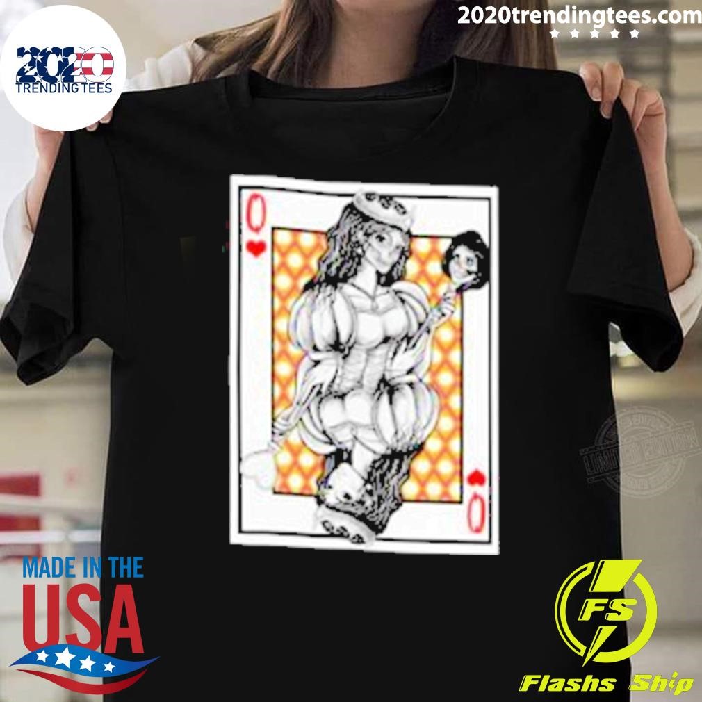 Top Queen Of Hearts Deck Cards Poker Player Halloween On Men's T-Shirt