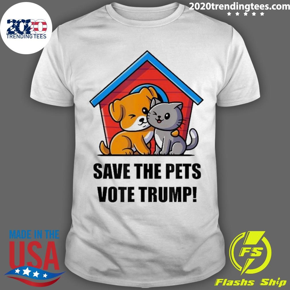 Top Save The Pets Vote Trump Cat And Dog Humor Graphic T-Shirt