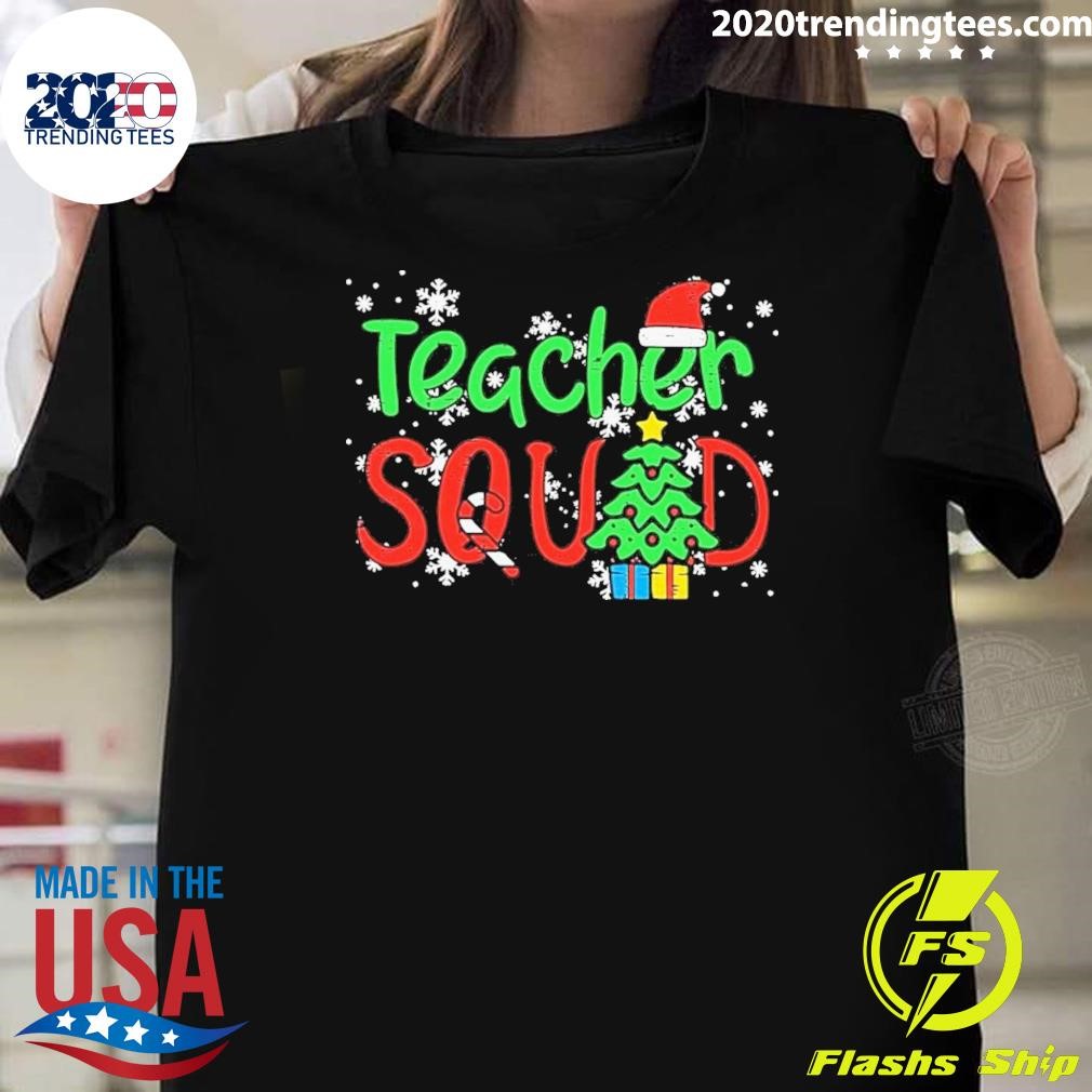 Awesome Christmas Teacher Squad tree light 2024 T-shirt