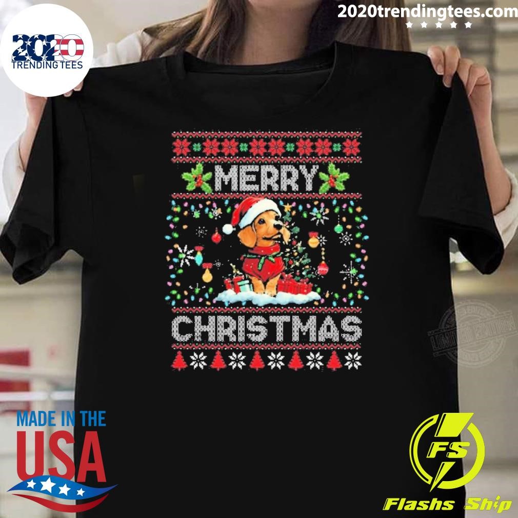 Awesome Dachshund Christmas Tree Lights Decorations Dog Lover Xmas 2024 T-shirt