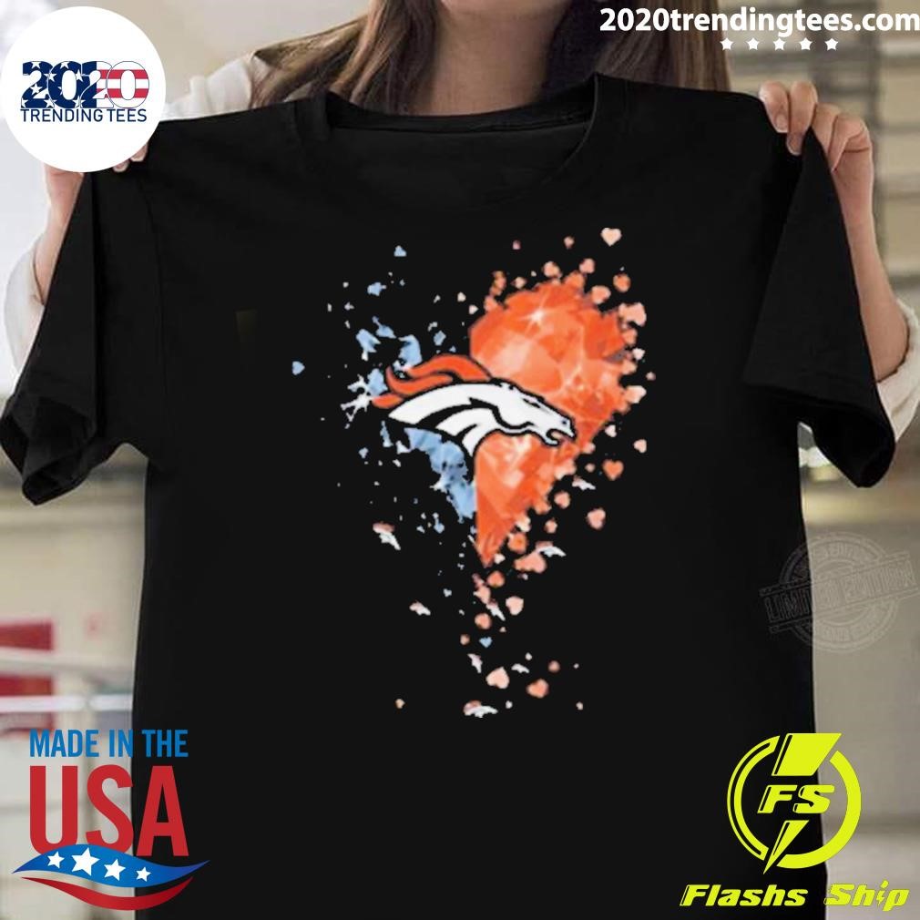 Awesome Denver Broncos Crystal Heart 2024 T-shirt