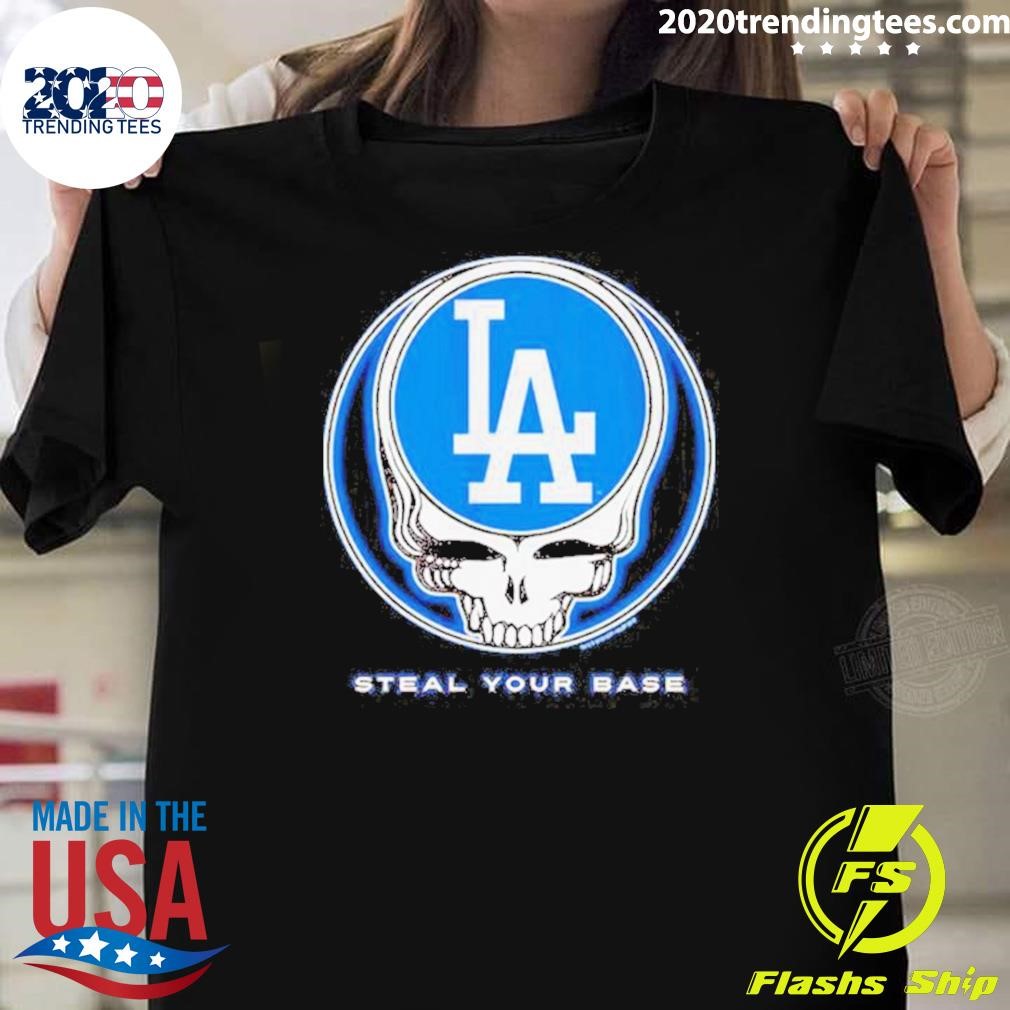 Awesome Los Angeles Dodgers Steal Your Base Grateful Dead Logo T-shirt