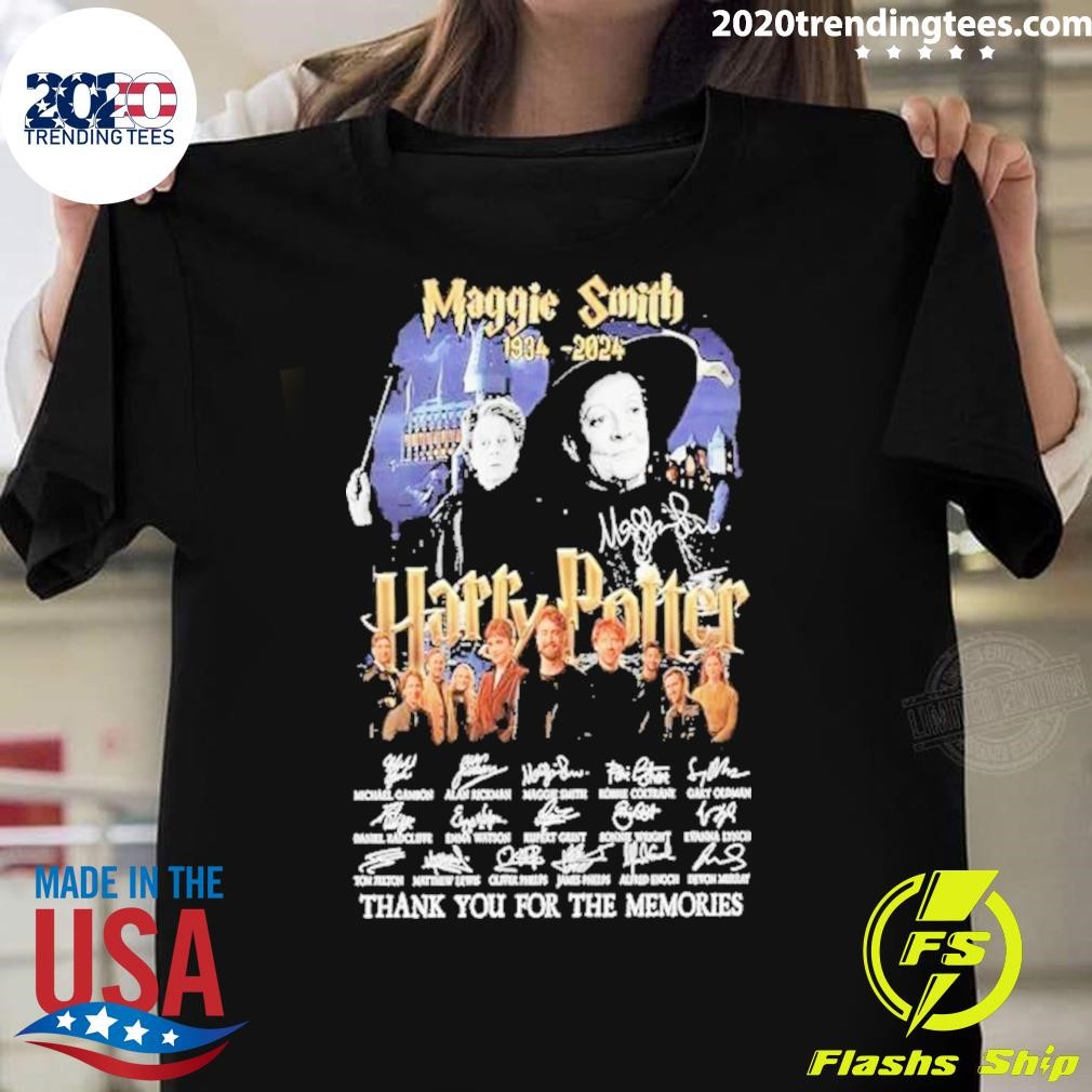 Awesome Maggie Smith 1934-2024 Harry Potter Thank You For The Memories Signatures T-shirt