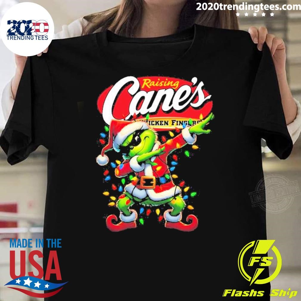 Awesome Santa Grinch Dabbing Raising Cane’s Chicken Fingers Merry Christmas 2024 Light T-shirt