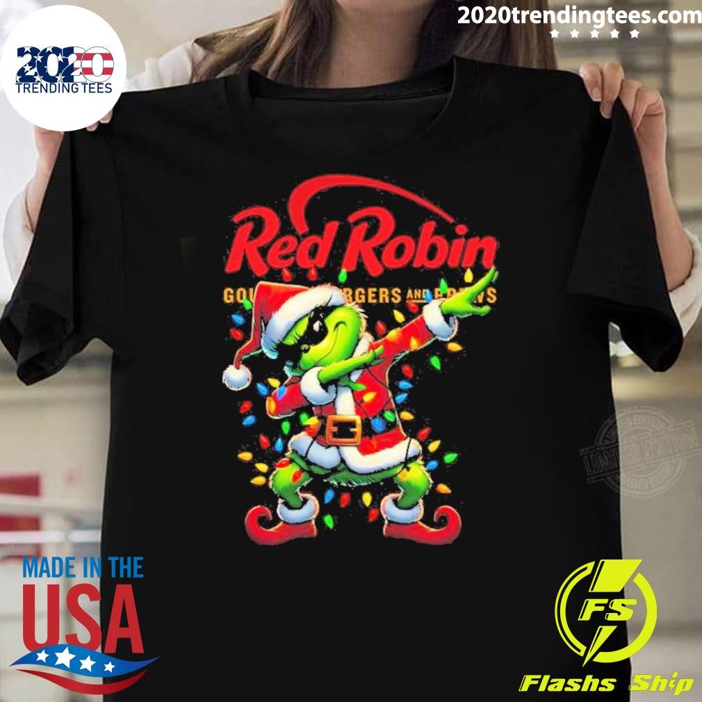 Awesome Santa Grinch Dabbing Red Robin Merry Christmas 2024 Light T-shirt