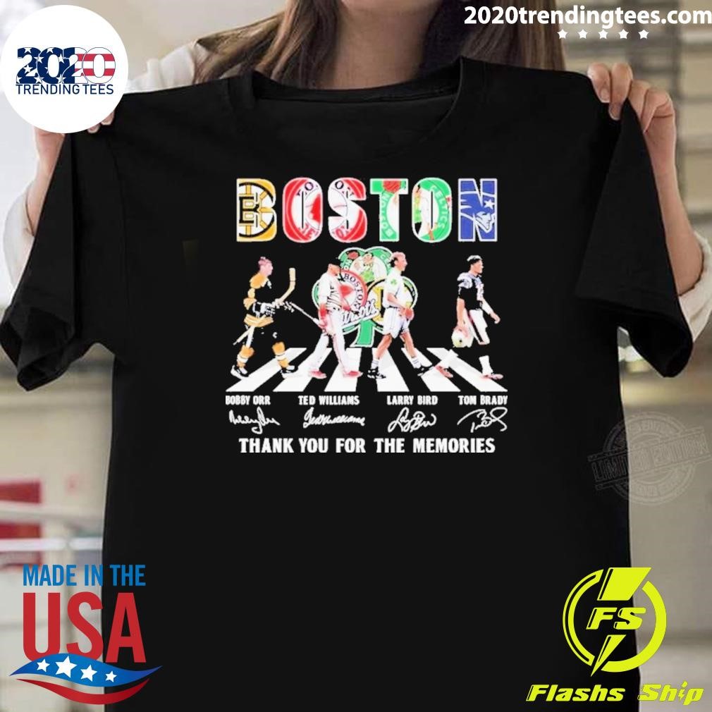 Best Boston Bruins x Boston Red Sox x Boston Celtics x New England Patriots Signature Thank You For The Memories T-shirt