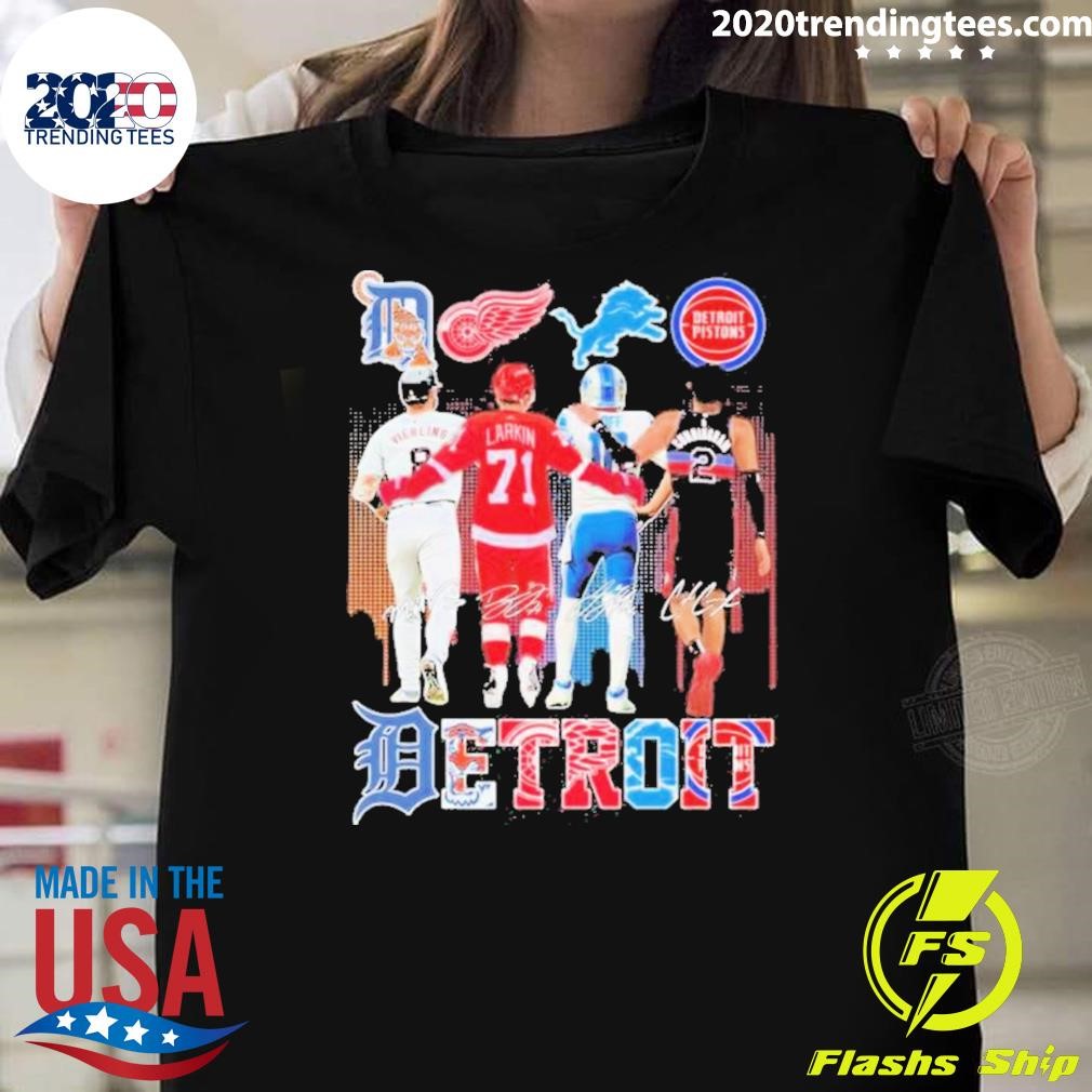 Best Detroit Sports Teams Matt Vierling Dylan Larkin Jared Goff And Cade Cunningham Signatures 2024 T-shirt