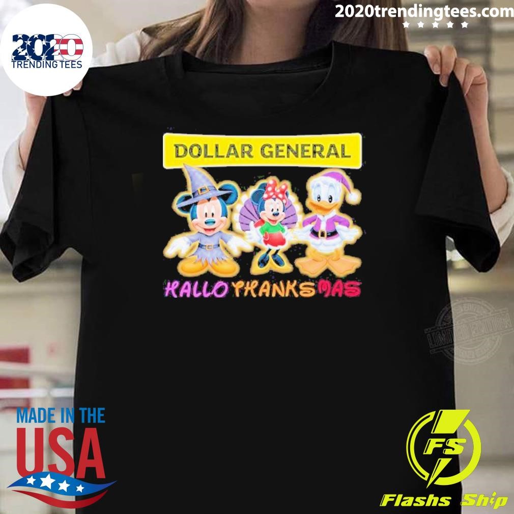 Best Donald Duck Disney Mickey And Minnie And Dollar General Hallothanksmas 2024 T-shirt