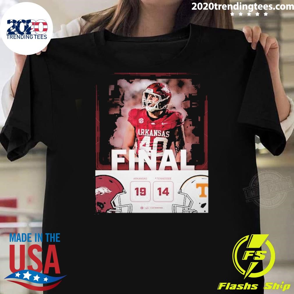 Best Final Score Arkansas Razorback Wins 19 14 Tennessee Football 2024 Game T-Shirt