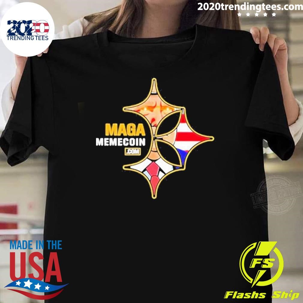 Best Pittsburgh Steelers X Donald Trump Maga Memecoin Logo T-shirt