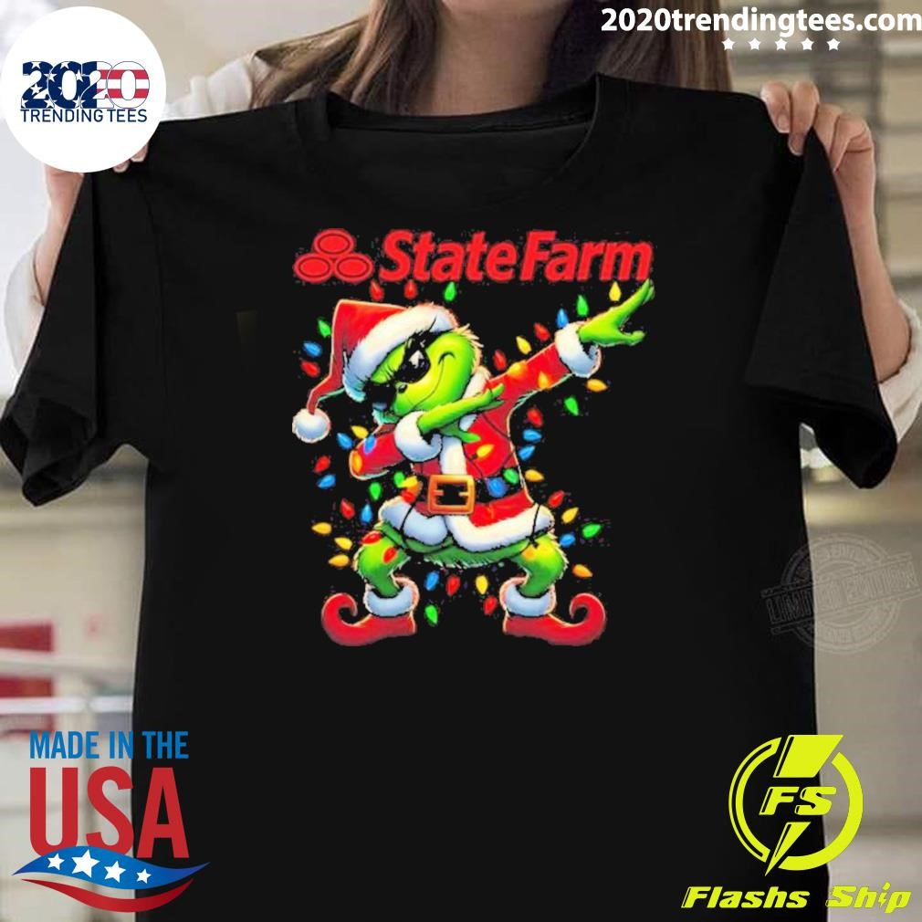 Best Santa Grinch Dabbing State Farm Merry Christmas 2024 Light T-shirt