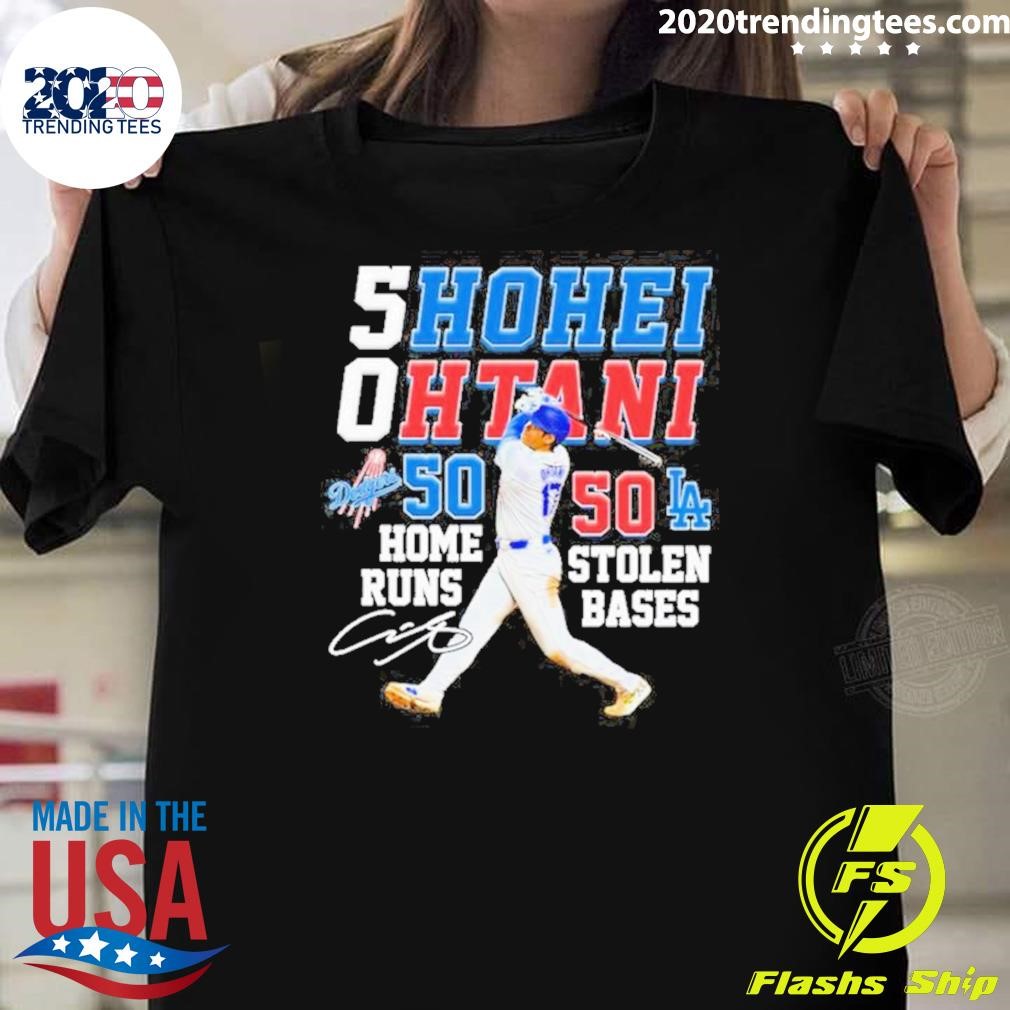 Best Shohei Ohtani 50 Home Runs 50 Stolen Bases Signature 2024 T-shirt