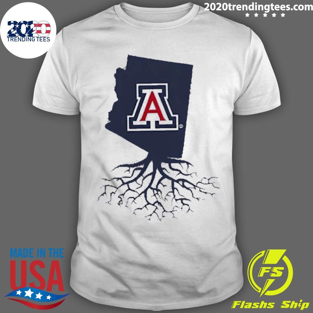 Best University Of Arizona Logo Arizona Map Tree Roots 2024 T-shirt