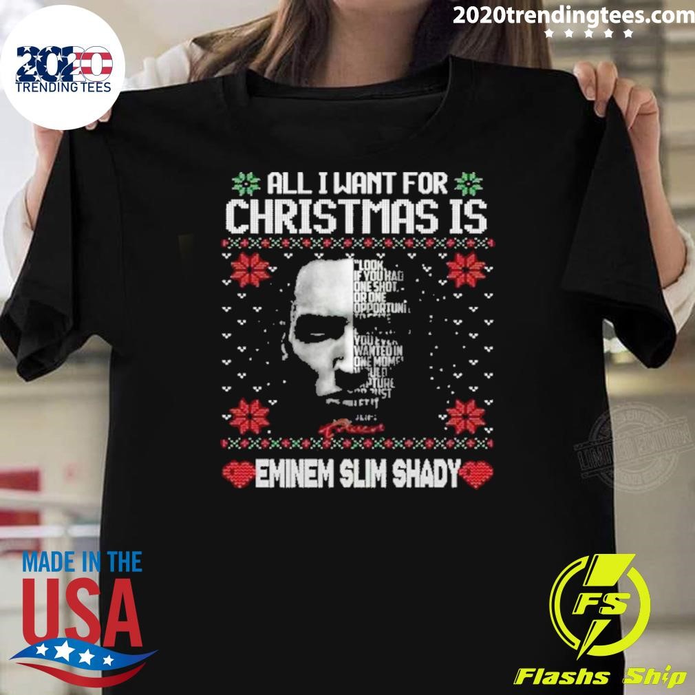 Funny All I Want For Christmas Is Eminem Slim Shady 2024 T-shirt