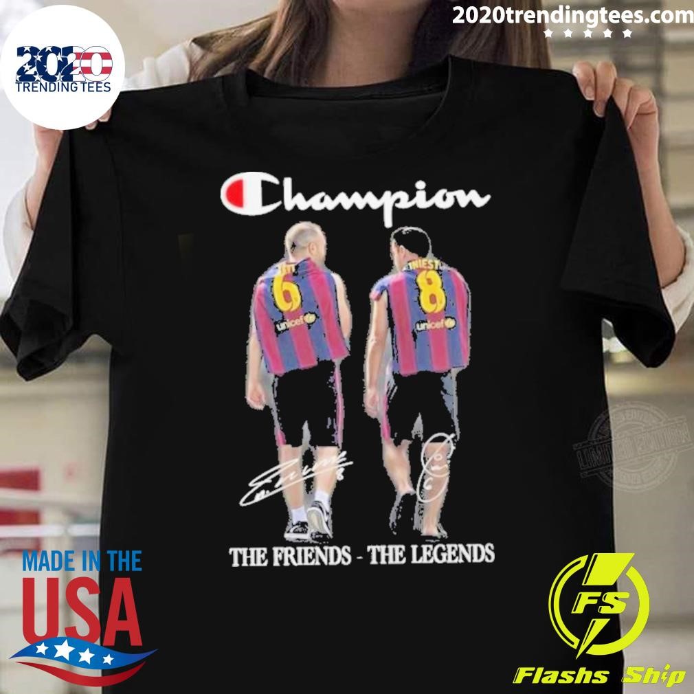 Funny Barcelona Xavi Iniesta Champions The Friends The Legends Signatures 2024 2024 T-Shirt