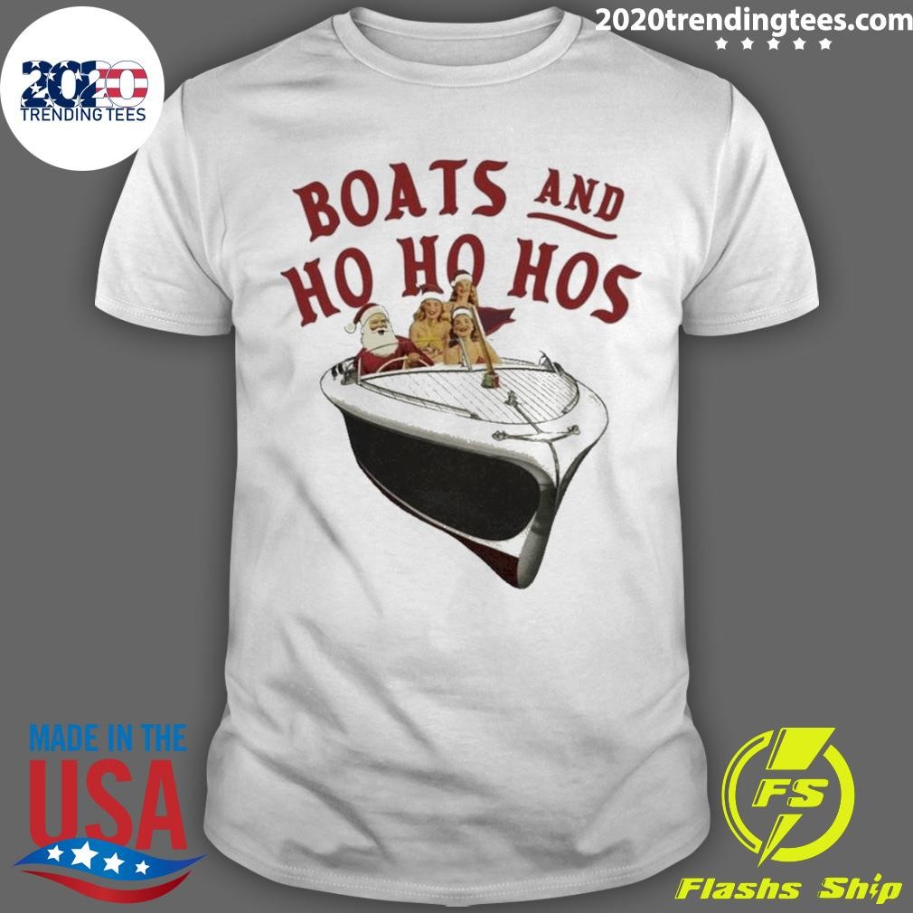 Funny Boats and Ho Ho Hos Merry Christmas 2024 T-shirt