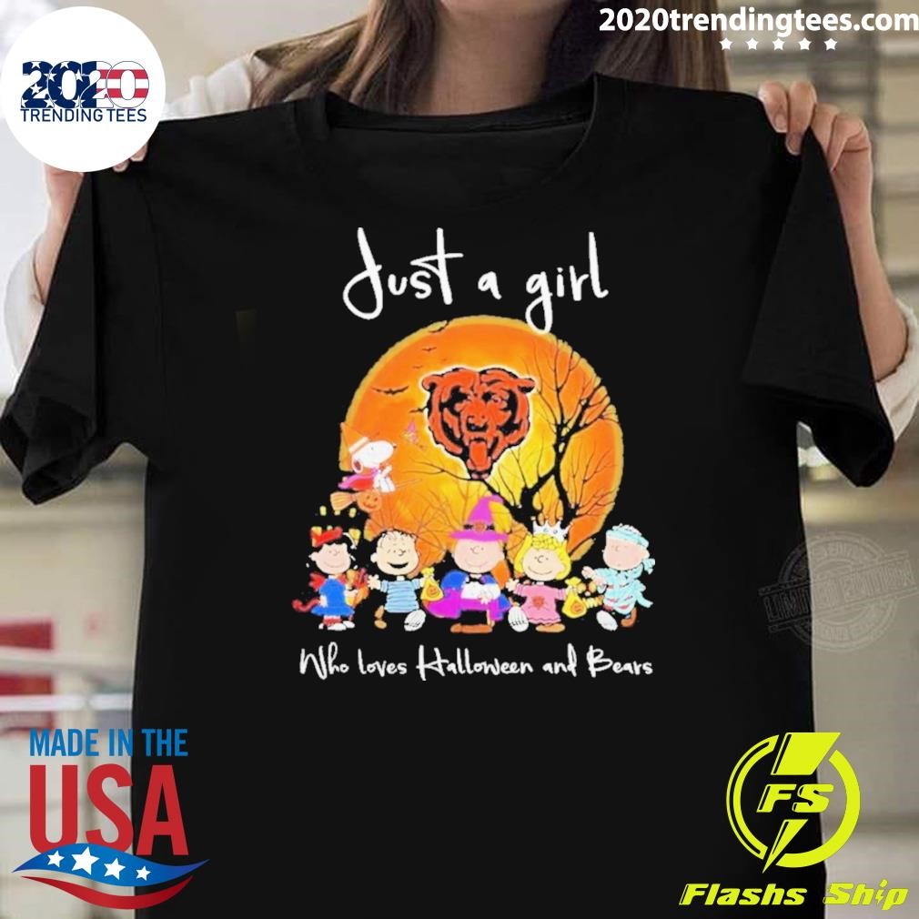 Funny Chicago Bears Pjust A Girl Who Love Halloween And 2024 T-shirt