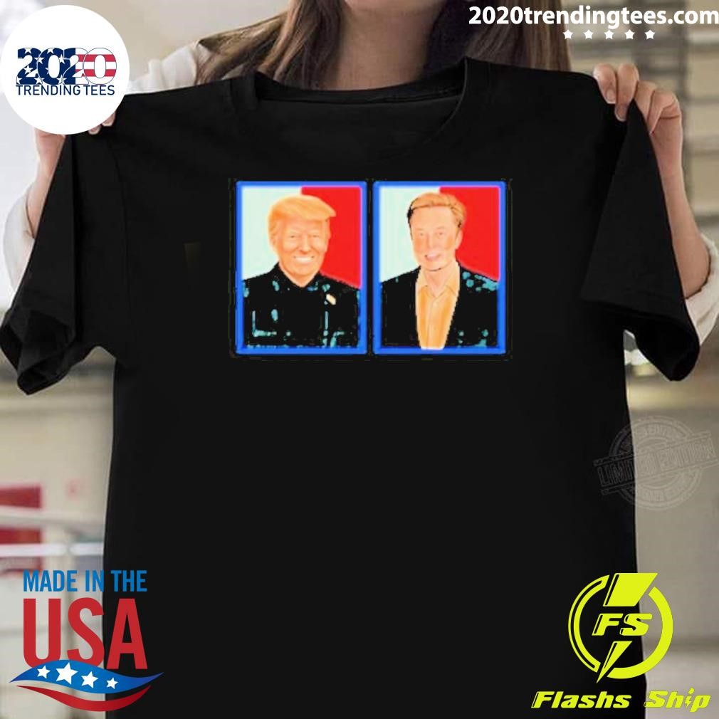 Funny Donald trump elon musk 2024 portrait illustration 2024 T-Shirt