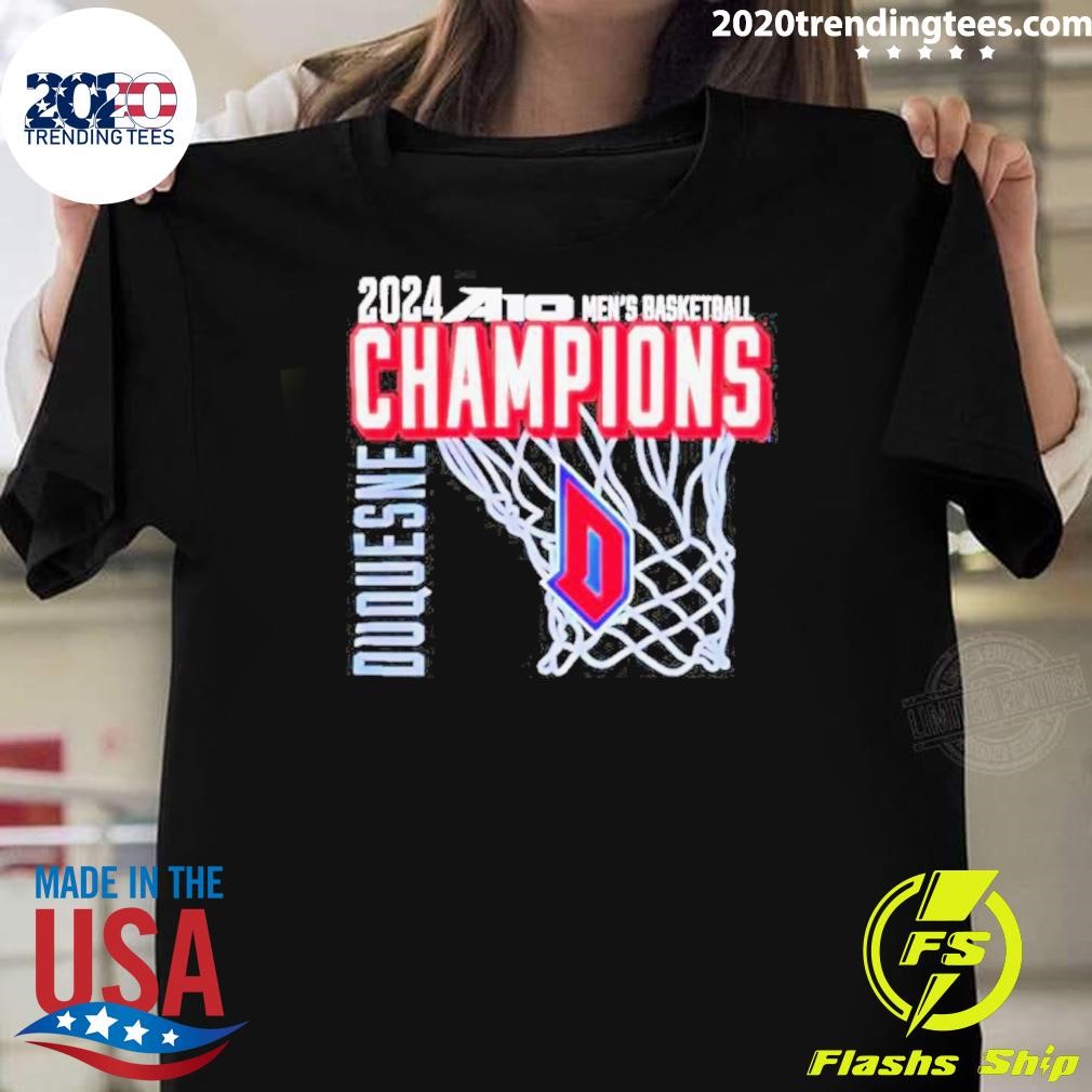 Funny Duquesne Dukes 2024 A10 Men’s Basketball Champions Logo T-shirt