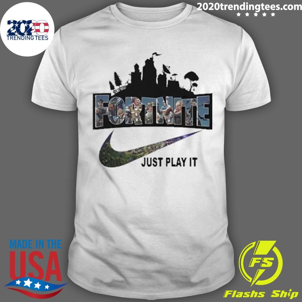 Funny Fortnite Battle Royale x Nike Just Play It Logo 2024 T-Shirt