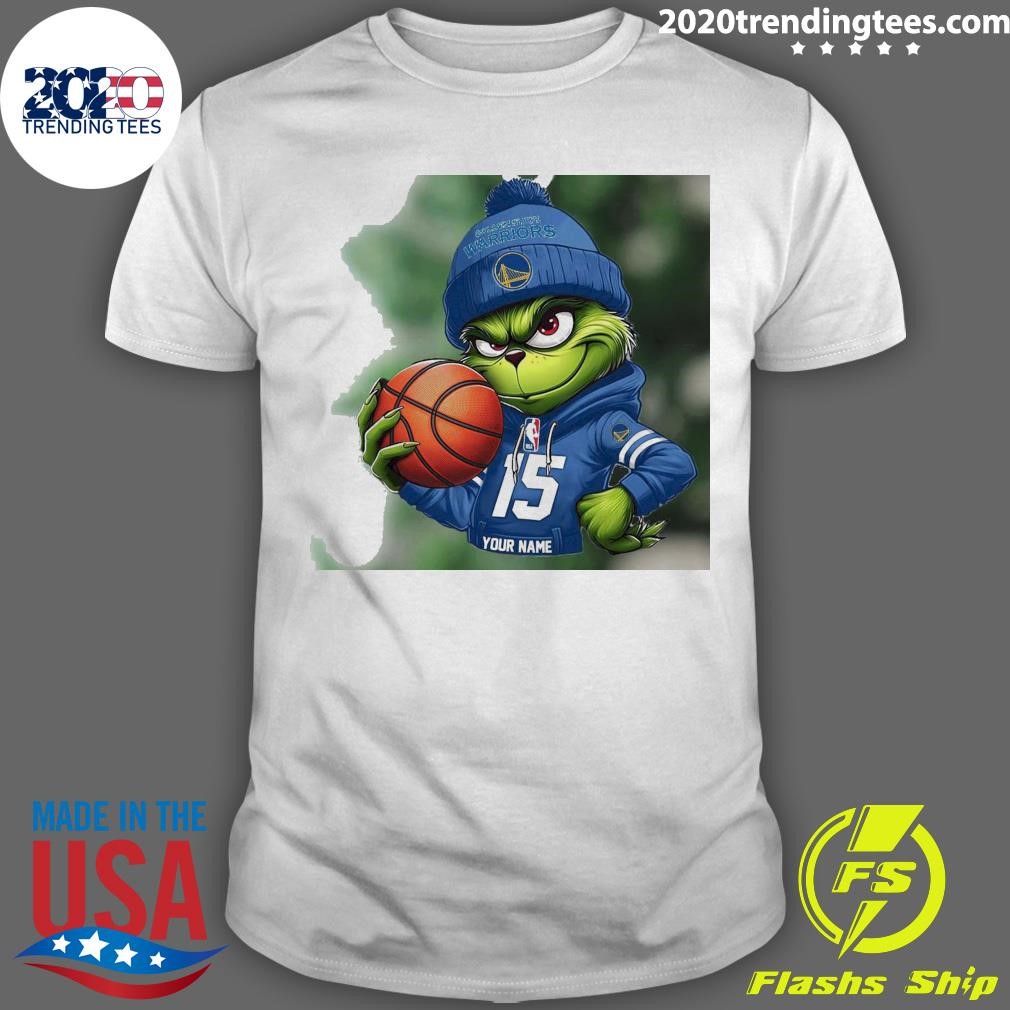 Funny Grinch Golden State Warriors Nba Custom Name Christmas 2024 T-shirt